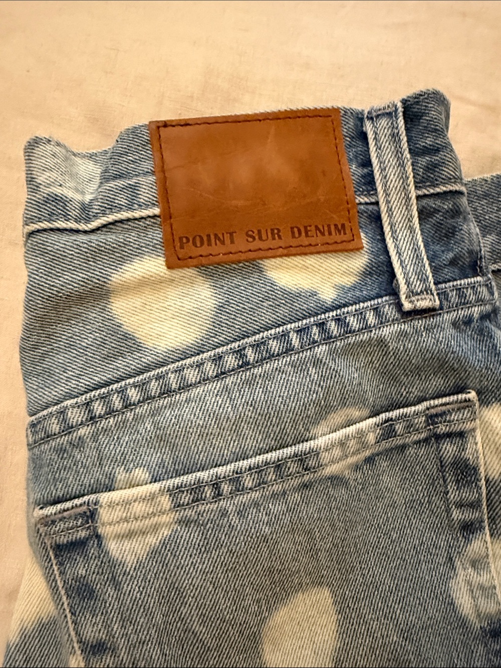 Point Sur for J. Crew Blue Denim Relaxed Leg Jeans with White Polka Dots size 27 - Picture 11 of 11